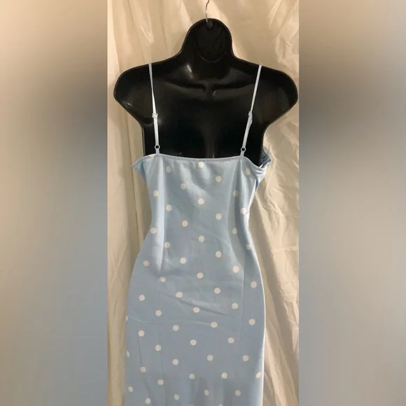 Jessica Simpson blue white polka dot lace cups satin effect maxi dress size M - Picture 14 of 17